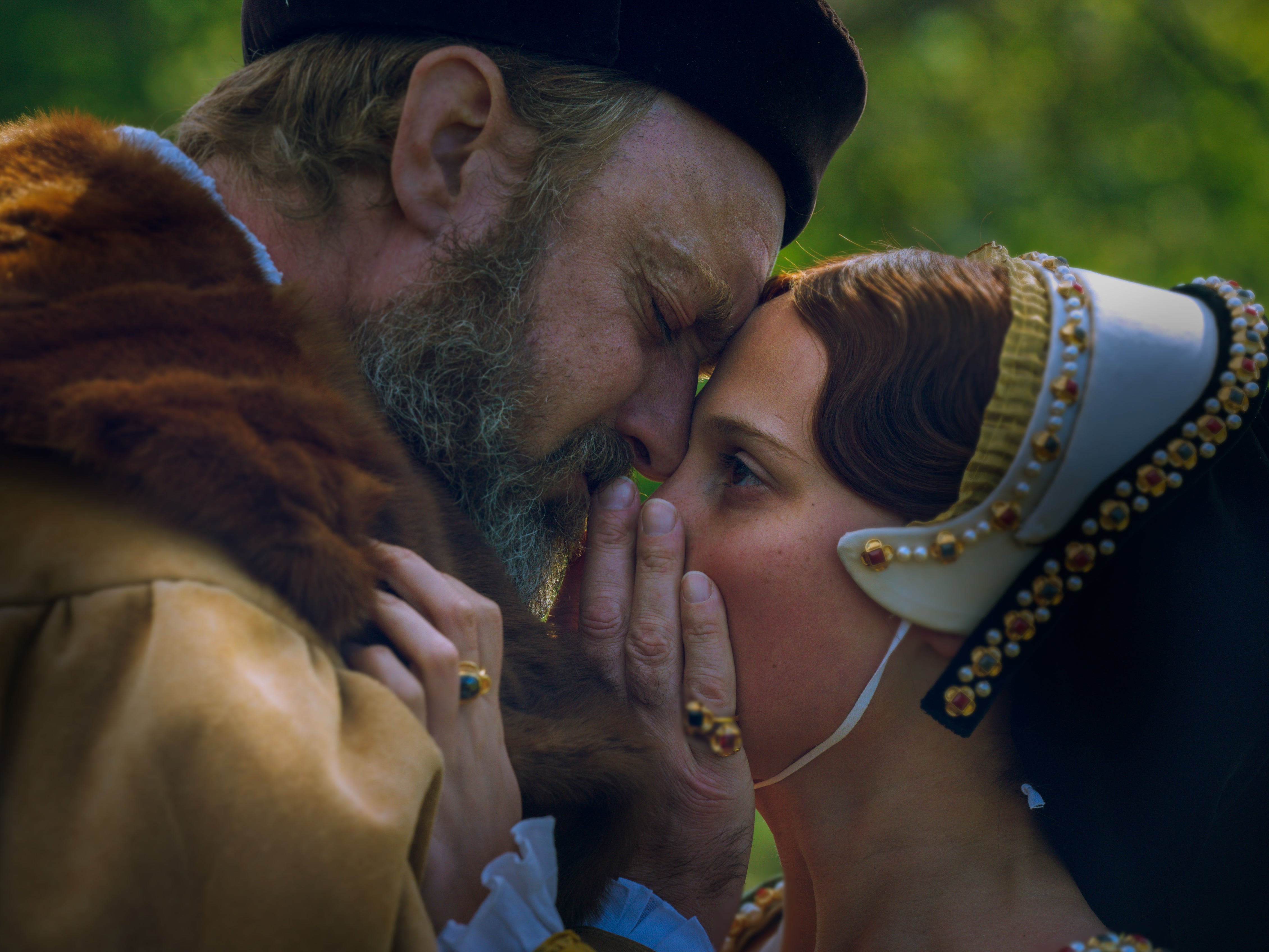 Jude Law as Henry VIII and Alicia Vikander as Katherine Parr in ‘Firebrand’