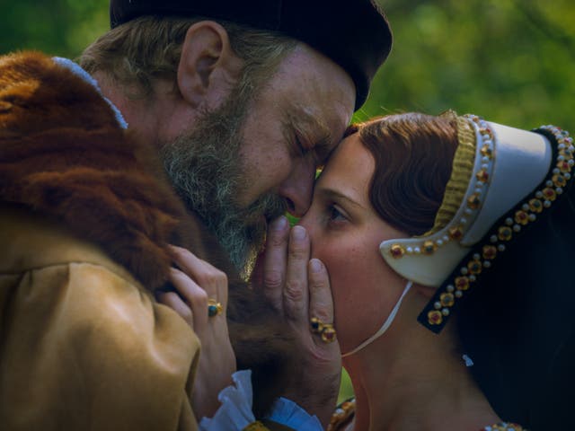 <p>Jude Law as Henry VIII and Alicia Vikander as Katherine Parr in ‘Firebrand’ </p>