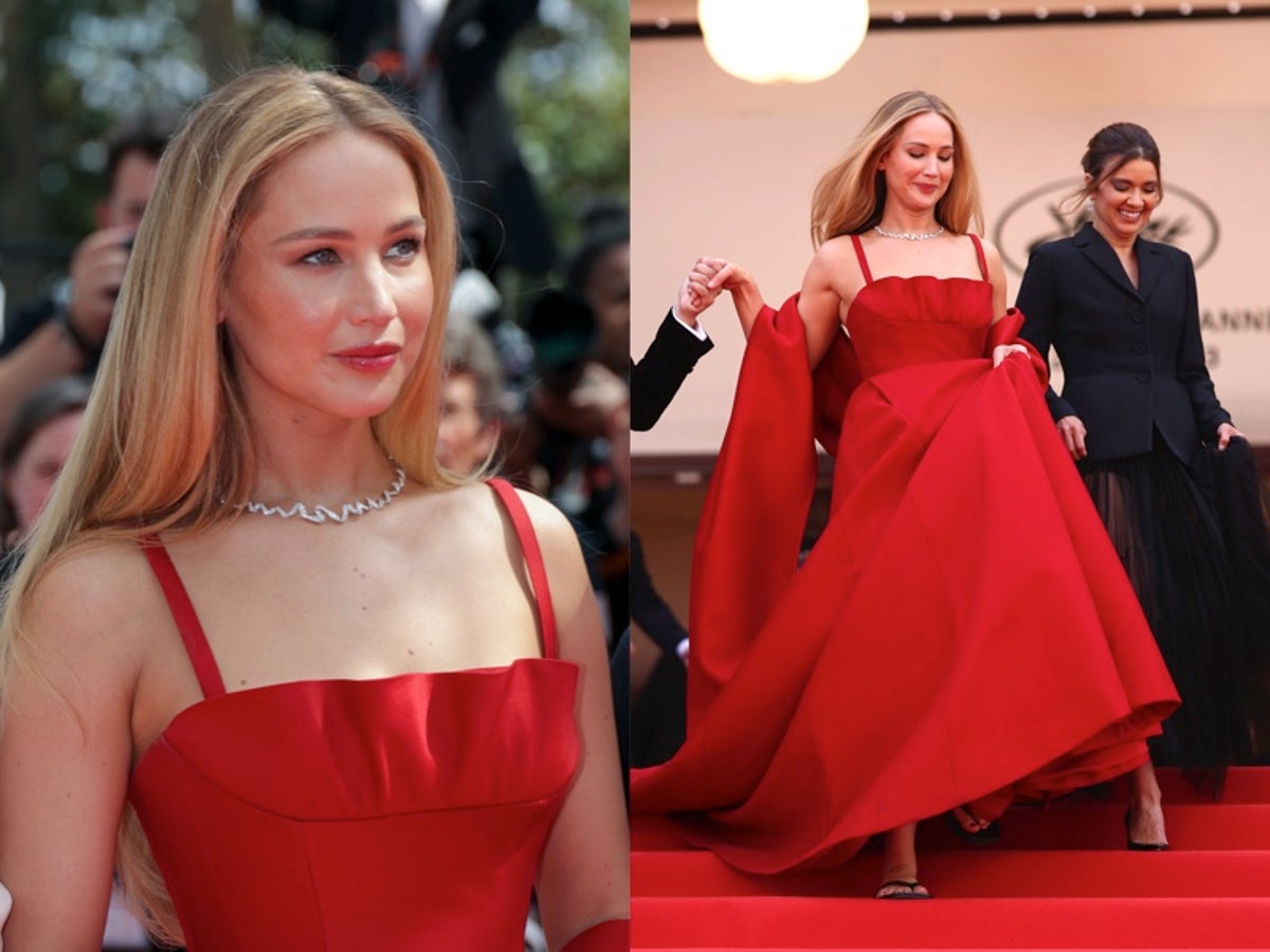 jennifer lawrence red dress look alike