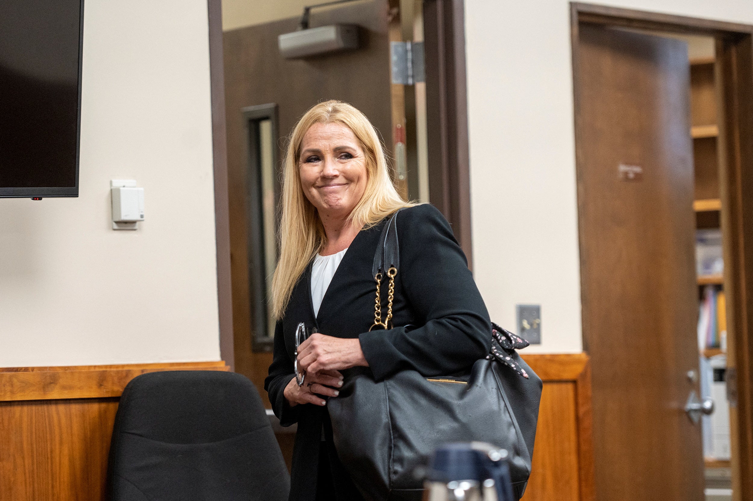 Public defender Anne Taylor enters the courtroom for Bryan Kohberger’s arraignment hearing in 2023