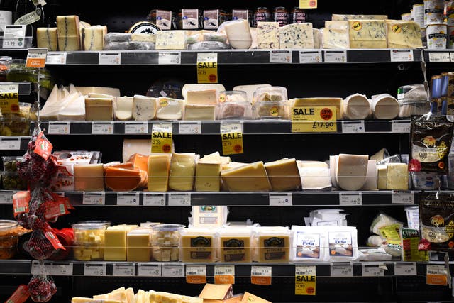 Cheese in a Whole Foods Market shop in London (Kirsty O’Connor/PA)