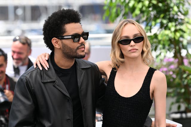 <p>Abel ‘The Weeknd’ Tesfaye and Lily-Rose Depp attend the photocall for The Idol, during the 76th Cannes Film Festival in Cannes, (Doug Peters/PA)</p>