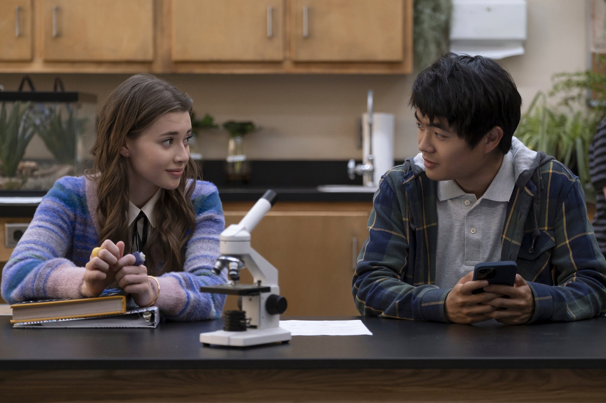 Sydney Taylor, left, and Ben Wang in a scene from ‘American Born Chinese’