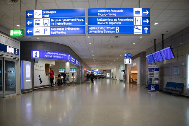 <p>An empty Athens airport</p>