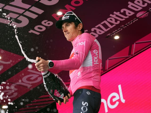 <p>Geraint Thomas regained the pink jersey on Tuesday </p>