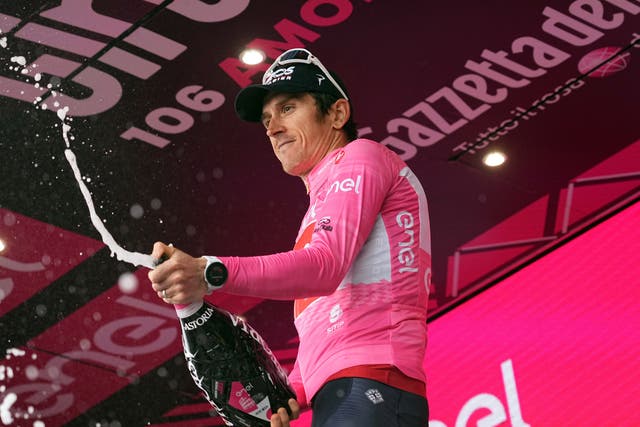 <p>Geraint Thomas regained the pink jersey on Tuesday </p>