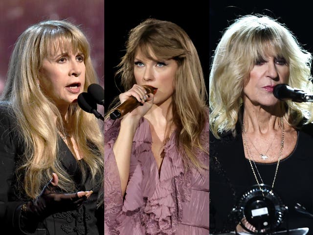 <p>Stevie Nicks, Taylor Swift, Christine McVie</p>