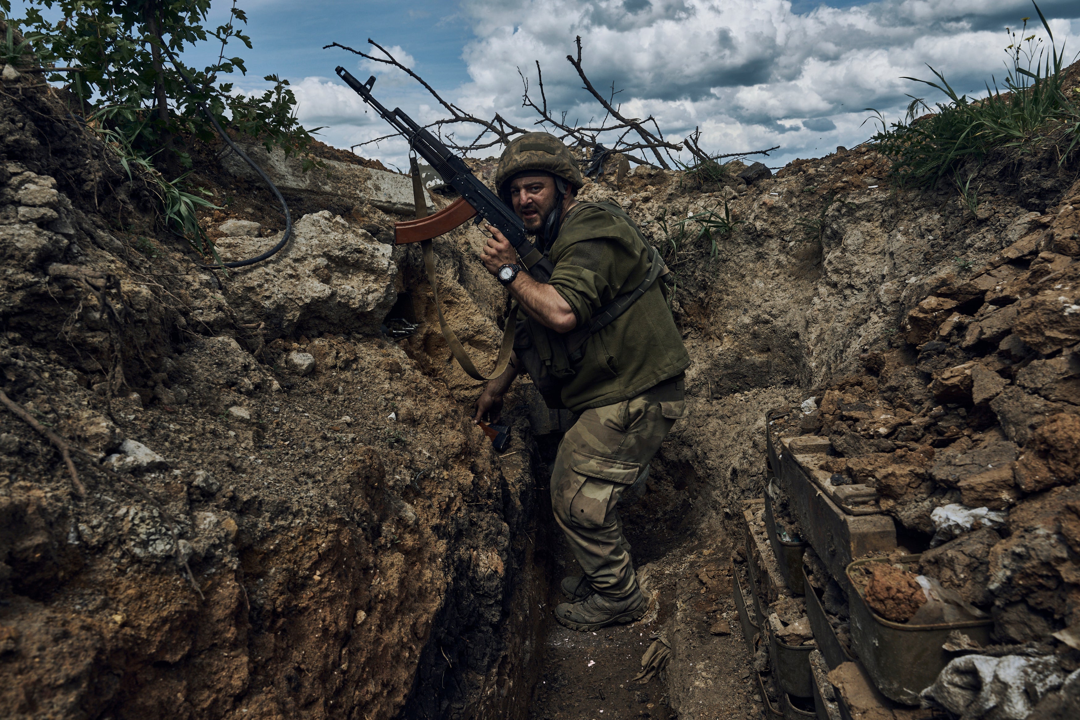 A Ukrainian soldier near the eastern city of Bakhmut