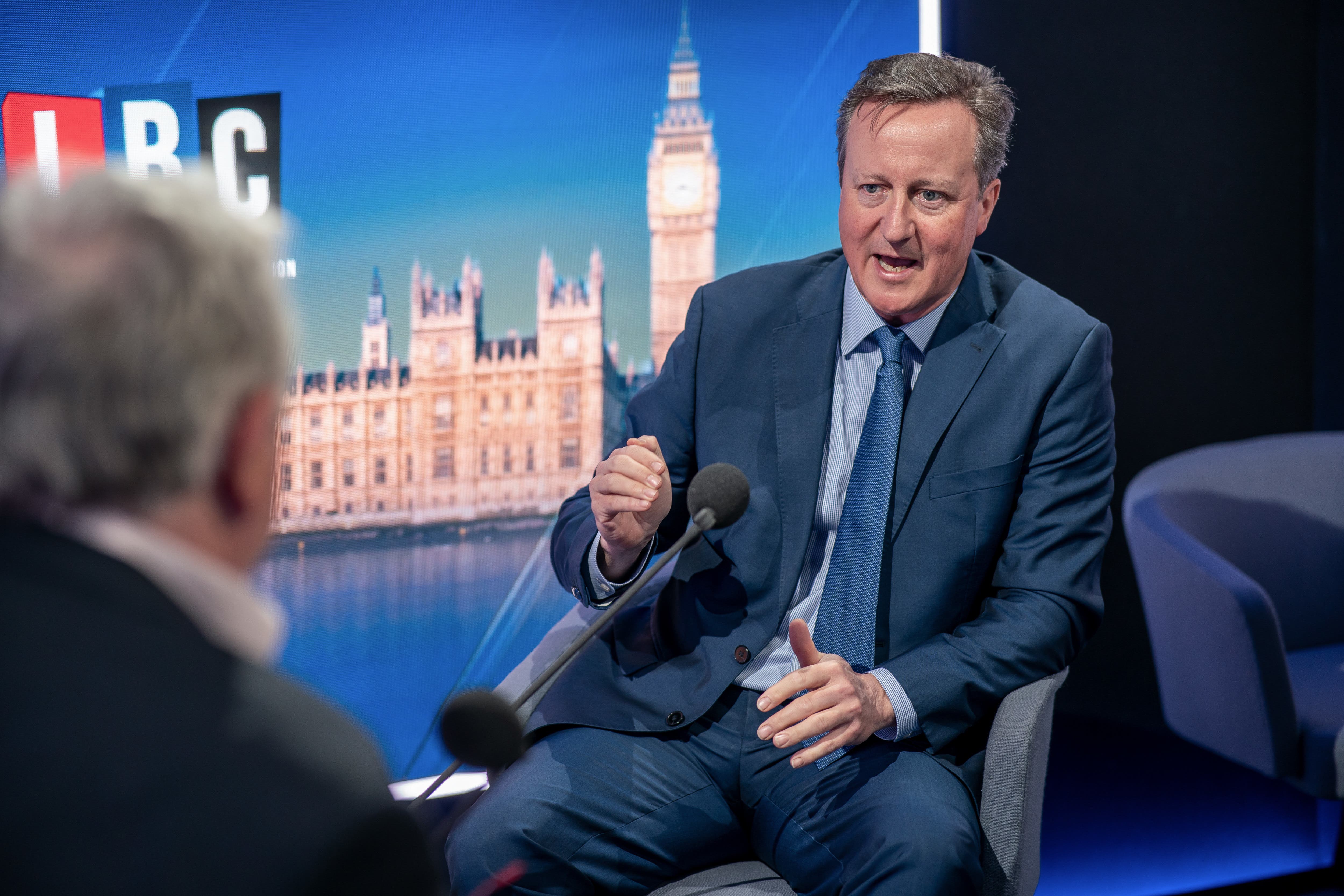 David Cameron being interviewed by LBC in May