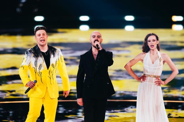 <p>Otoy (centre) performed at Eurovision in Liverpool recently alongside other Ukrainian musicians</p>
