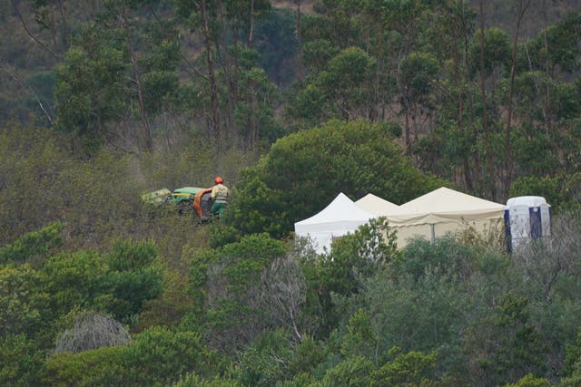 <p>Personnel clear undergrowth with machinery at Barragem do Arade reservoir, in the Algave, Portugal</p>