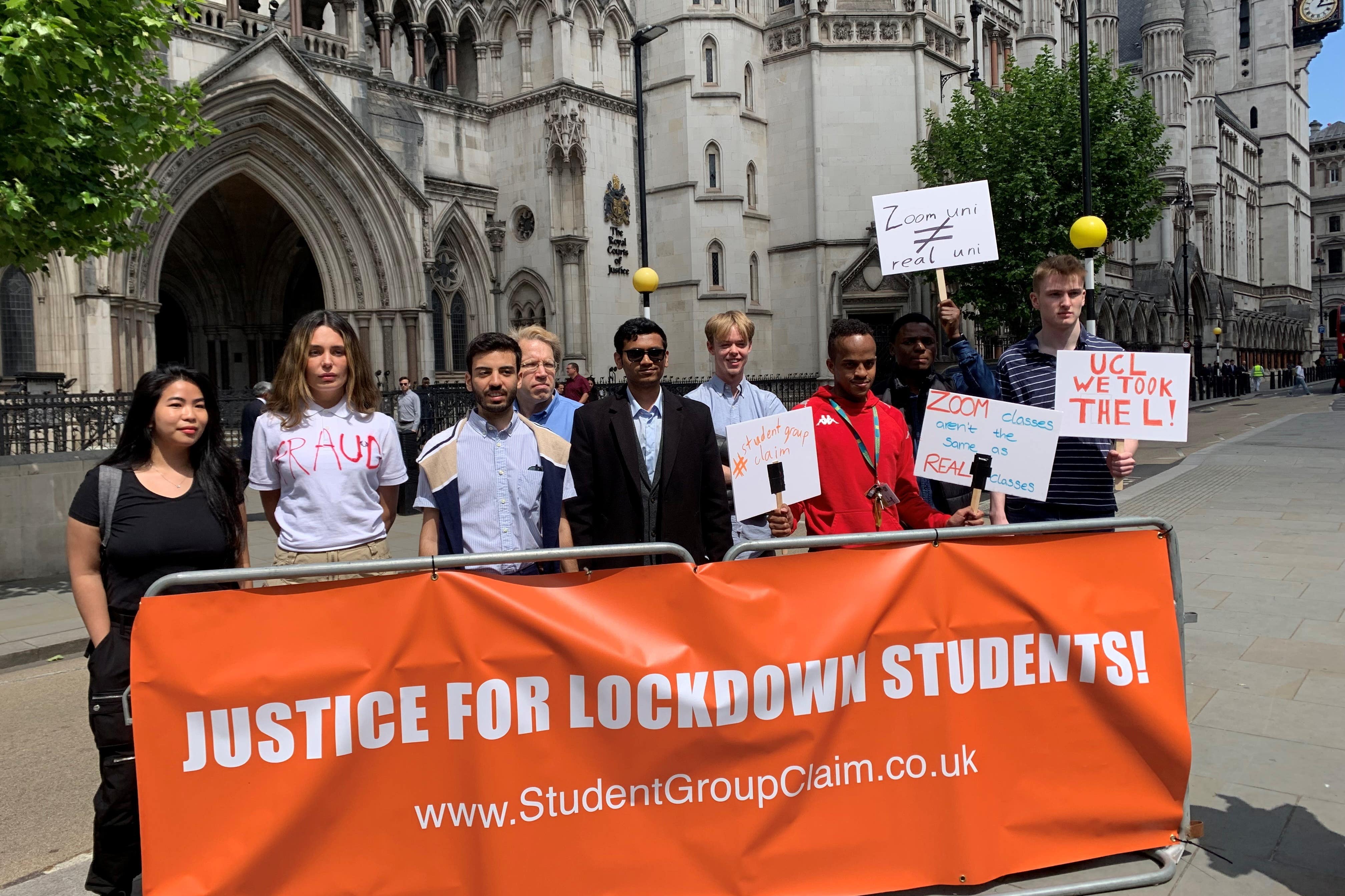Students gathered in support of the legal action against University College London (Tom Pilgrim/PA)