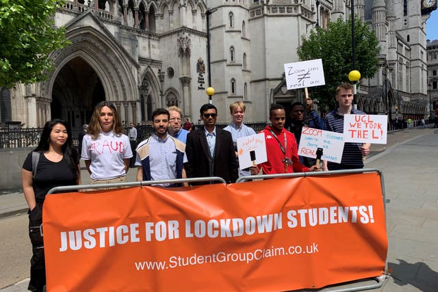 Students gathered in support of the legal action against University College London (Tom Pilgrim/PA)