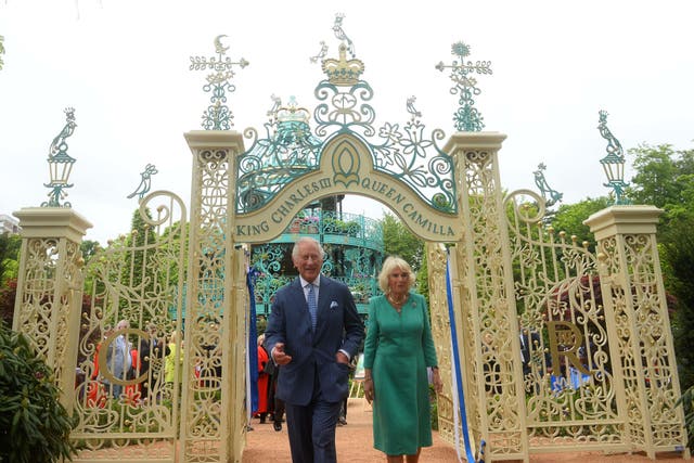 The King and Queen open a new coronation garden in Newtownabbey (Mark Marlow/PA)