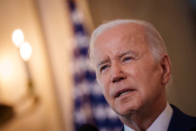 <p>President Joe Biden delivers remarks on the one year anniversary of the mass shooting in Uvalde, Texas at the Grand Staircase of the White House on May 24, 2023 in Washington, DC.</p>