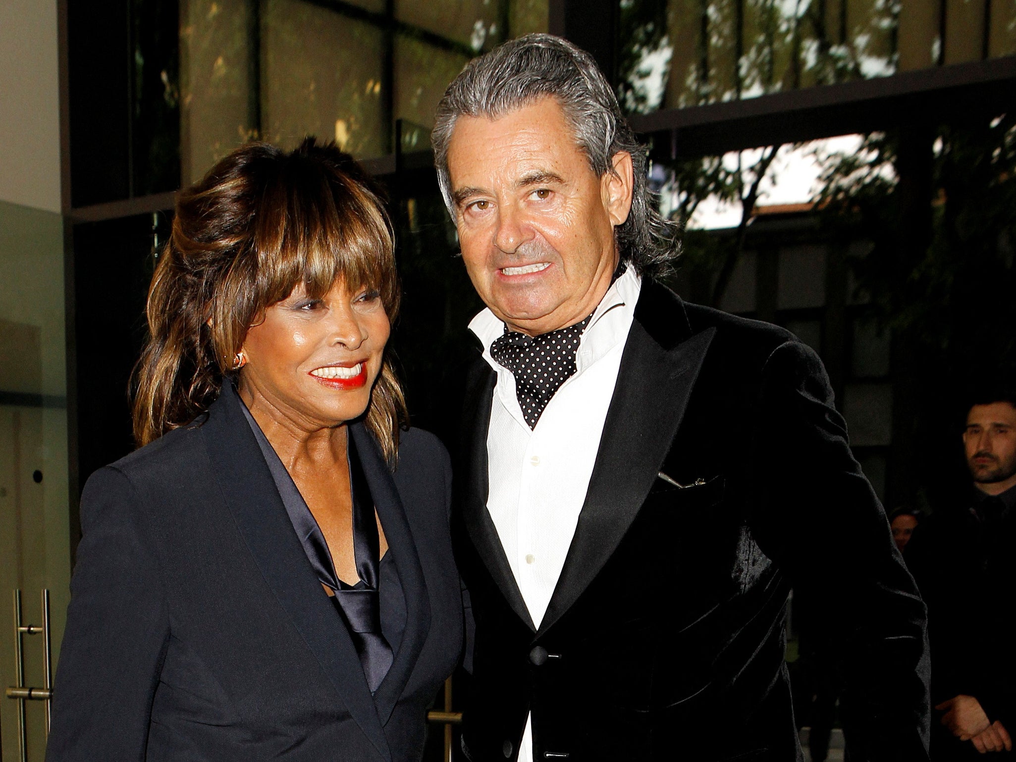 Tina Turner poses with her husband Erwin Bach before Giorgio Armani’s fashion show to celebrate 40th anniversary of his career and to mark the opening of the Expo 2015 in Milan, Italy, 30 April, 2015