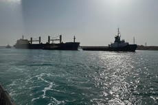 Hong Kong-flagged vessel briefly runs aground in Egypt's vital Suez Canal, later refloated