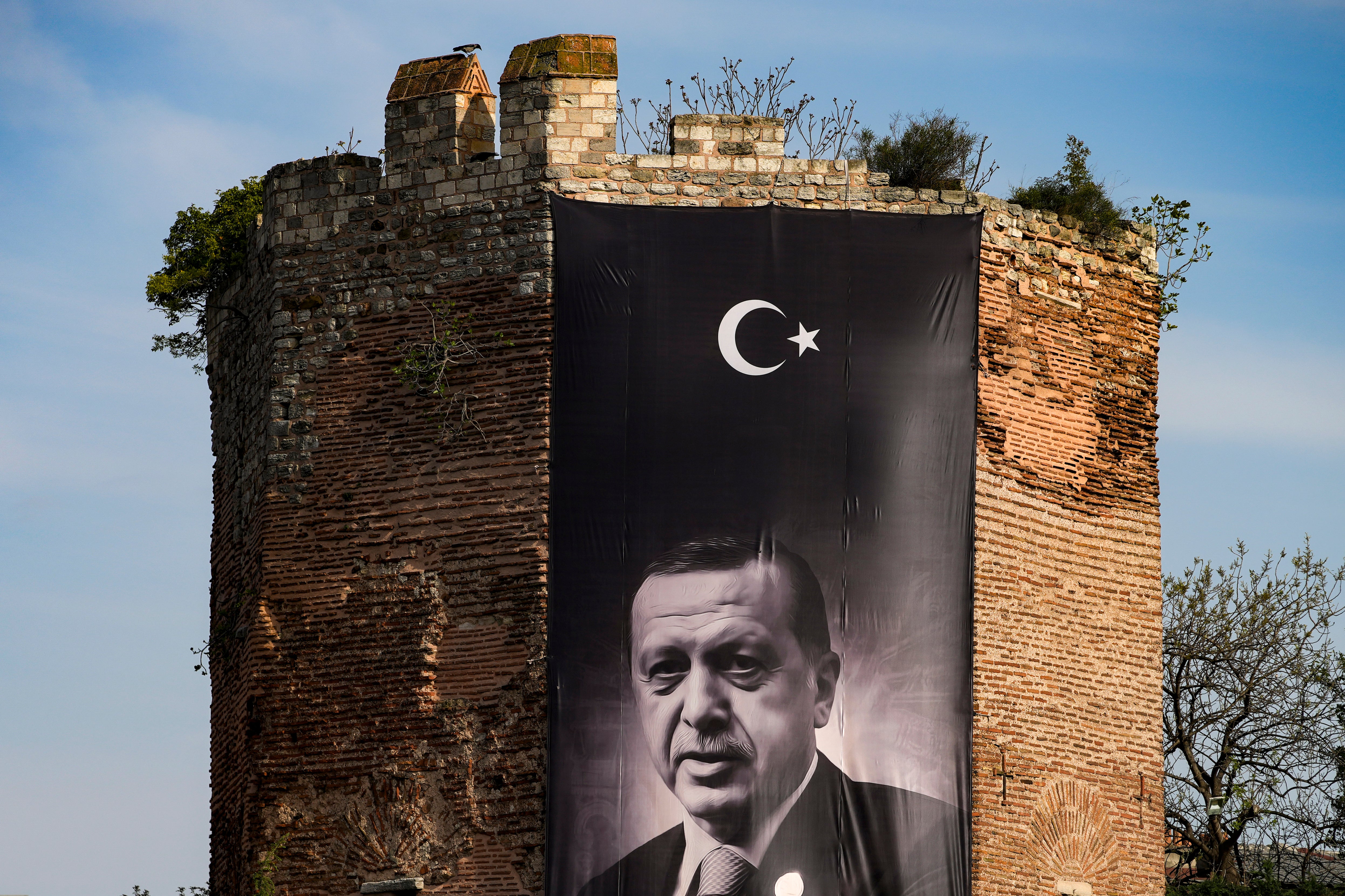 A giant banner in Istanbul depicting Recep Tayyip Erdogan