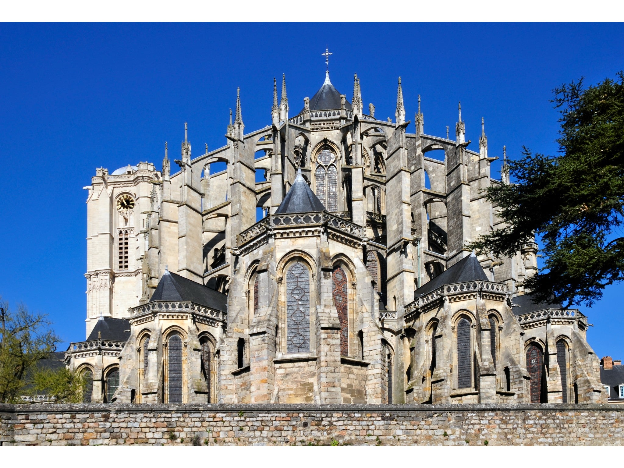 Saint-Julien Cathedral features Gothic and Romanesque design details