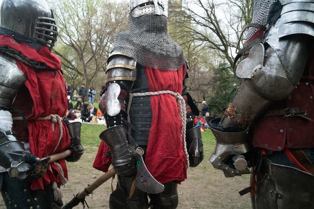 <p>Players ready their plan during an event in New York’s Central Park</p>