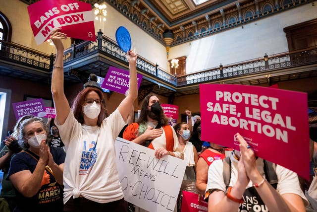 <p>Abortion rights supporters protest South Carolina’s anti-abortion legislation  in 2022. </p>