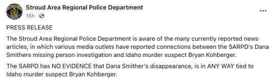 Stroud Police release statement on Dana Smithers case