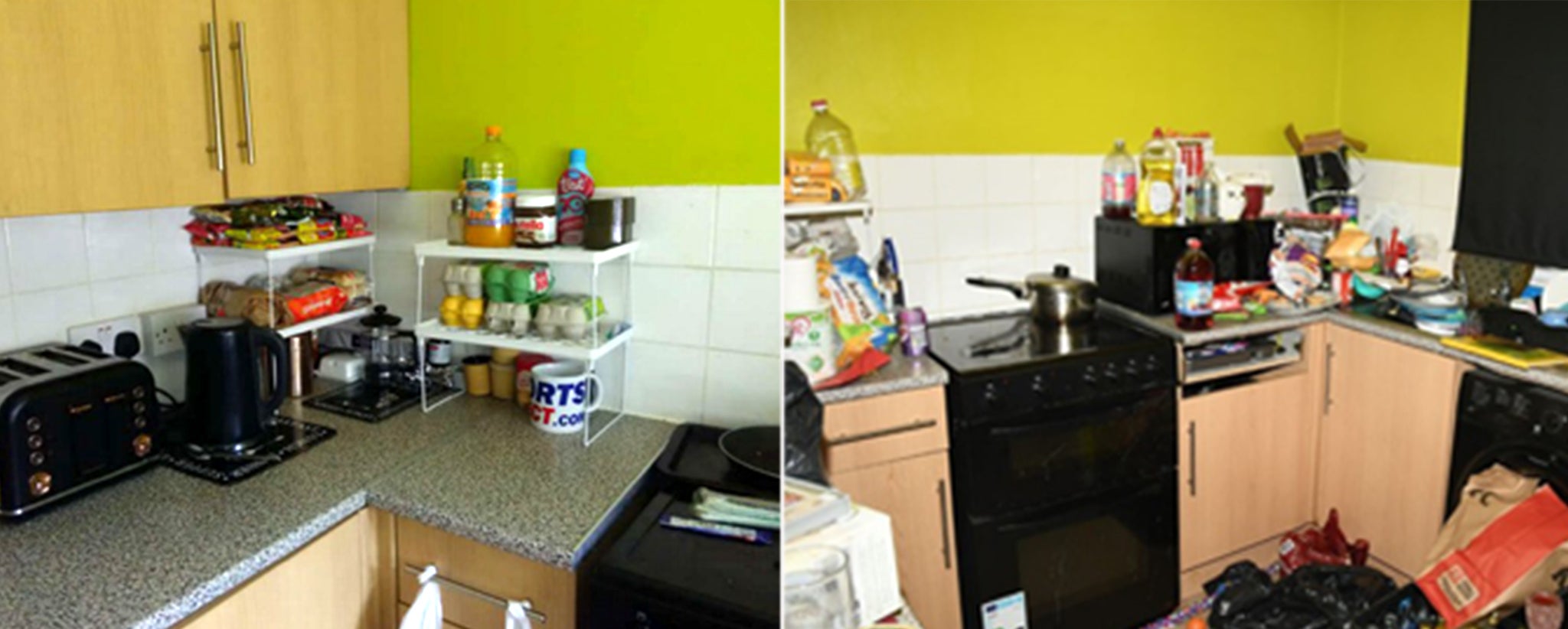 The couple presented their kitchen as clean and tidy but jurors were shown photos of it overflowing with dirty plates and rubbish