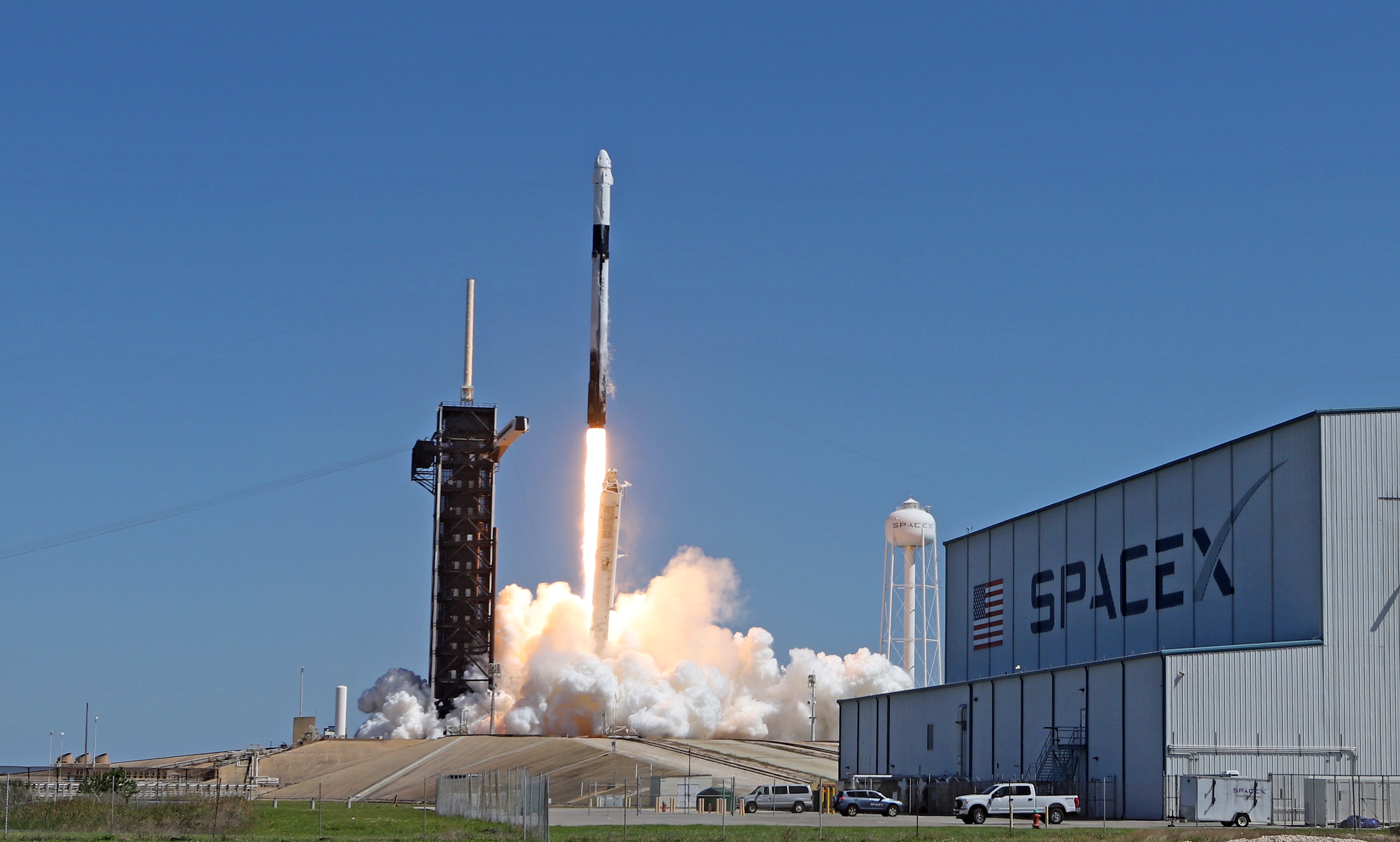 A SpaceX Falcon 9 rocket lifts off from launch complex 39A carrying the Crew Dragon spacecraft on a commercial mission managed by Axion Space at Kennedy Space Center April 8, 2022 in Cape Canaveral, Florida