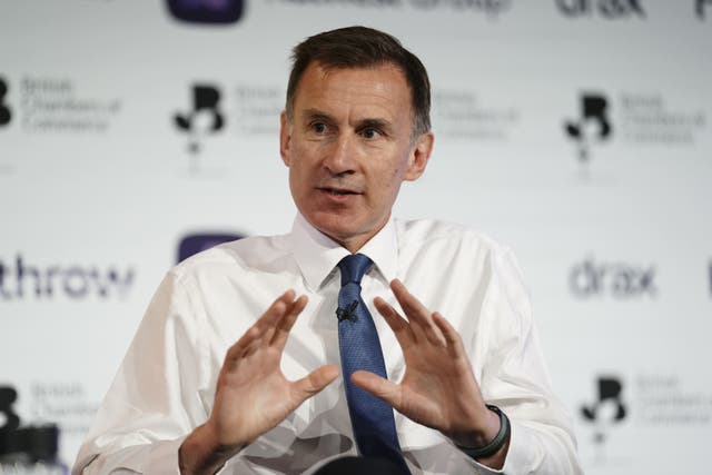 <p>Jeremy Hunt, the Chancellor, who could lose his seat thanks to a surge in rural support for Labour, according to a Survation poll (PA)</p>