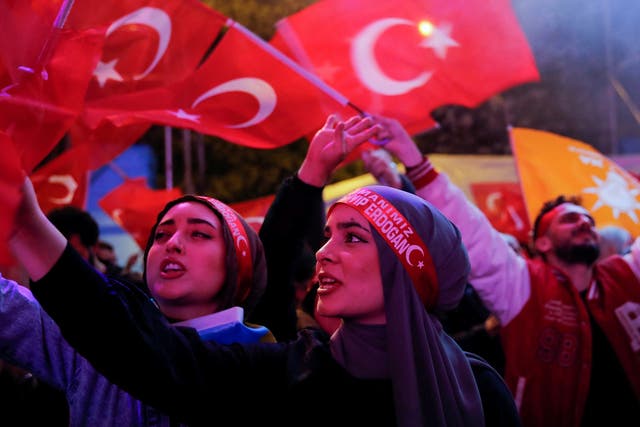 <p>Supporters of Erdogan celebrate his win in Istanbul</p>