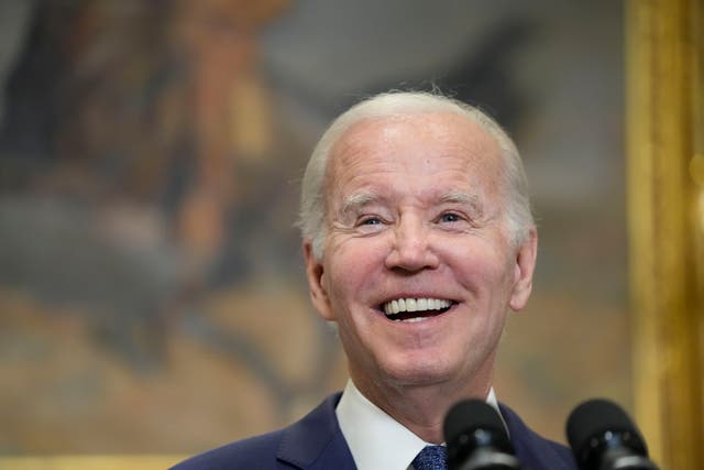 <p>President Biden, pictured in the East Room on 28 May, has previously pledged not to pardon his predecessor </p>