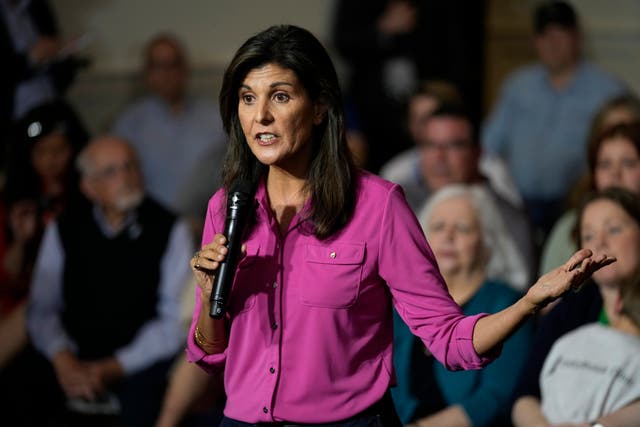 <p>Gov Nikki Haley of South Carolina speaking during a town hall in May </p>