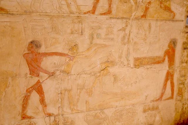 <p>Ancient Egyptian painting unearthed at site in Saqqara</p>