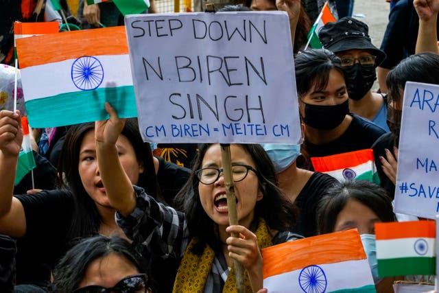 <p>Members of the Kuki tribe protesting against the killing of tribals in their northeastern home state of Manipur on Monday in New Delhi </p>