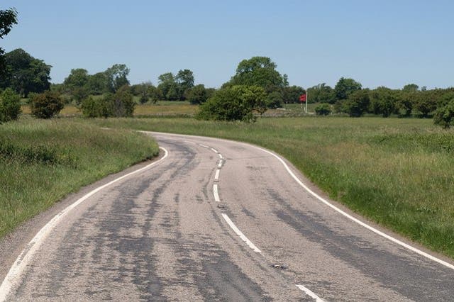 <p>Plummers Lane, Priddy, where the motorcycle collision took place (file photo) </p>