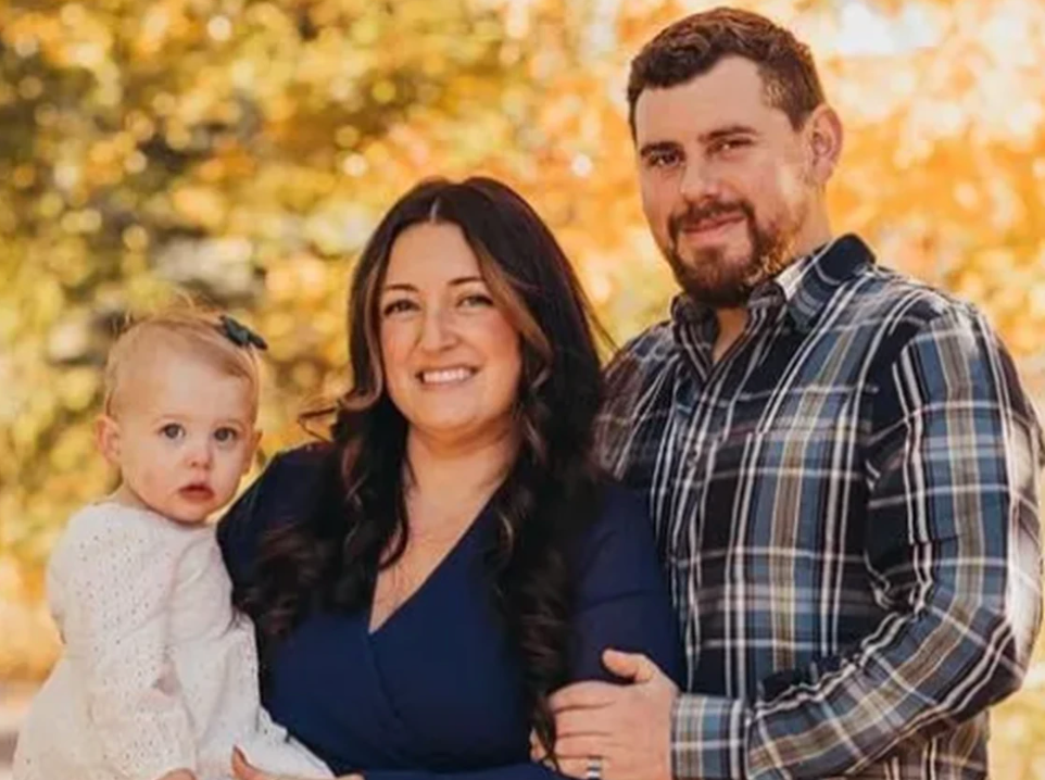 <p>Vienna Rose Irwin, 2, with her parents Claire and Clayton Irwin</p>