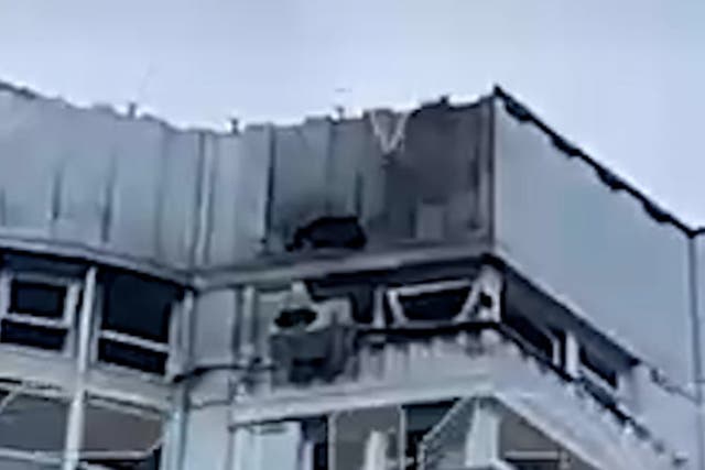 <p>Damage to building in Moscow following drone attacks </p>