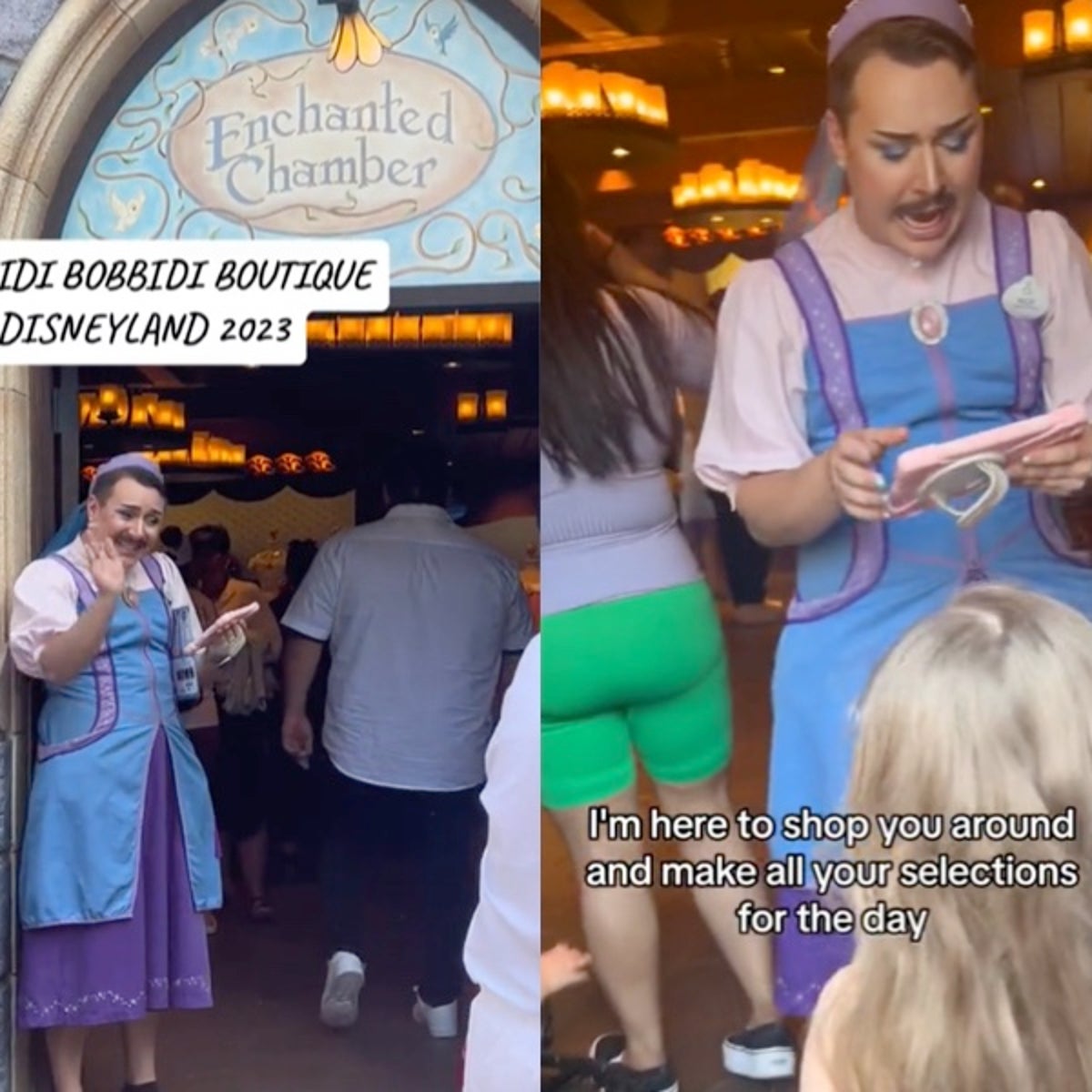 man dressed as fairy godmother disney Enchanting Moments with Nick at Bibbidi Bobbidi Boutique