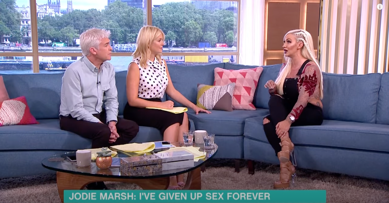 Jodie Marsh discussing her celibacy journey on ‘This Morning’ in 2016