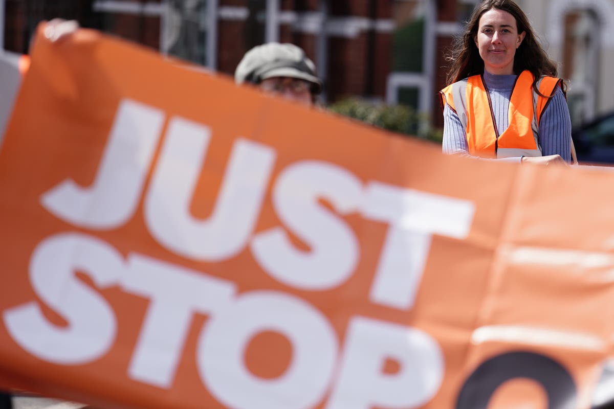 Police officer drags Just Stop Oil protestor off the road during London slow march