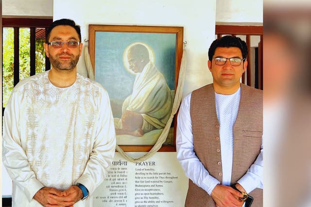 <p>The current Afghan ambassador to India, Farid Mamundzay (left), and his former head of trade, Qadir Shah (right), in India</p>