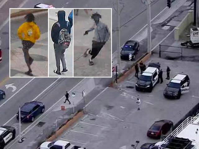 <p>Police have released images of the three suspects believed to be involved in the mass shooting </p>