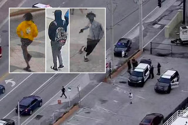 <p>Police have released images of the three suspects believed to be involved in the mass shooting </p>
