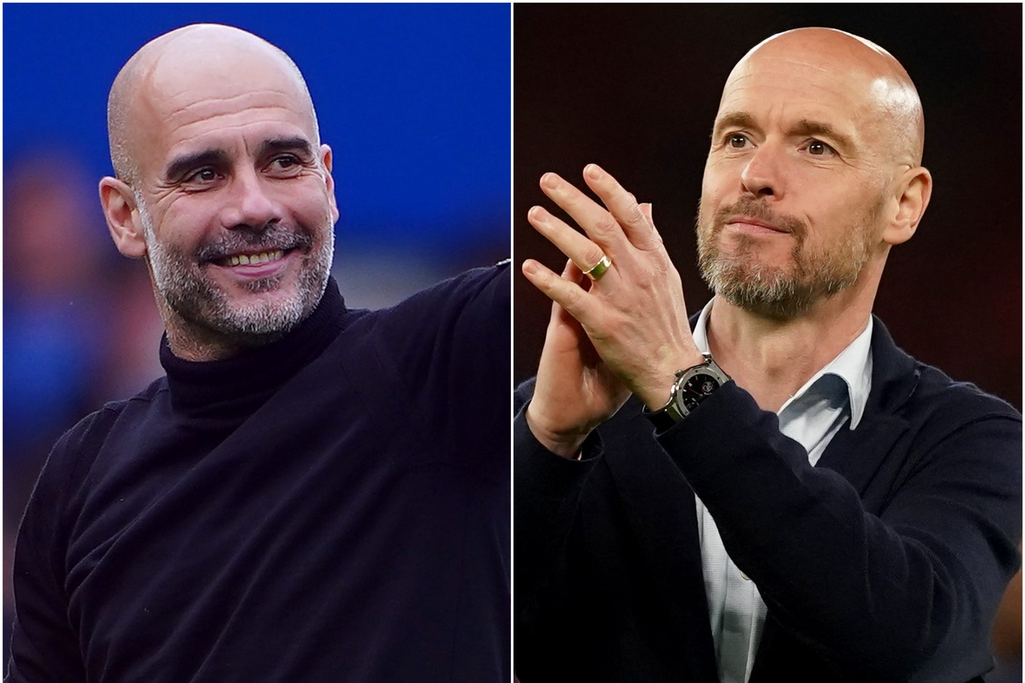 Pep Guardiola (left) and Erik ten Hag (Peter Byrne/Martin Rickett/PA)