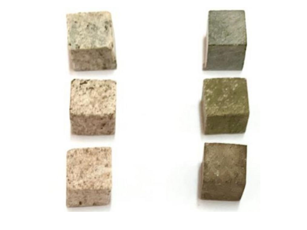 Granite (left) and soapstone samples could help store heat from the Sun and convert it into electricity