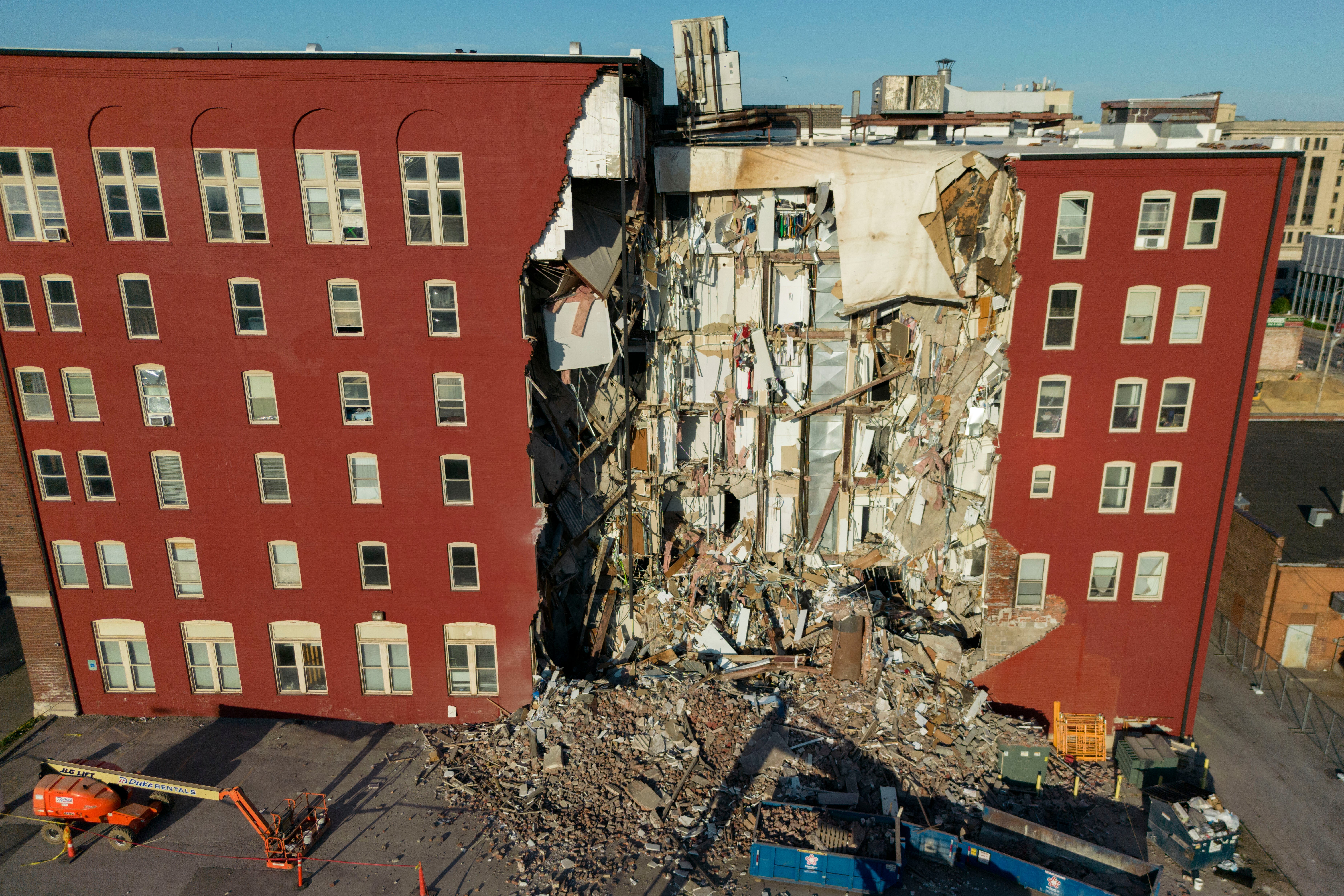 Three people are unaccounted for after a building collapsed in Davenport, Iowa, on Sunday evening. Two of them are believed to be trapped under debris