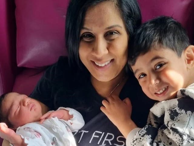 <p>Jasdip Sumal with her daughter Amandeep and son Rajan</p>