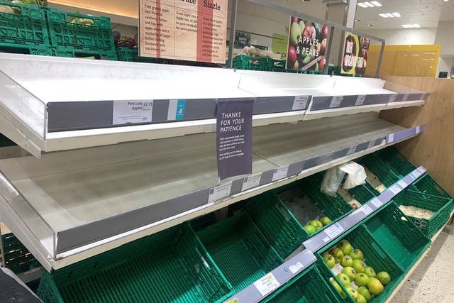 <p>Empty shelves at a Waitrose store in Maidenhead</p>