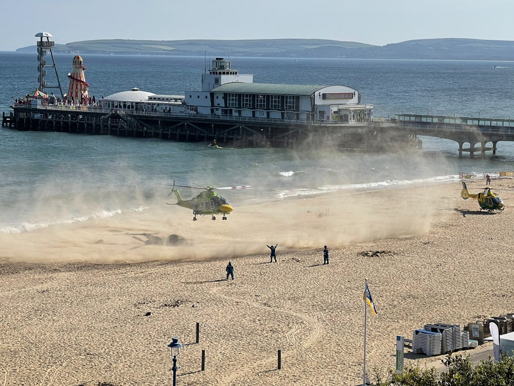 Bournemouth beach was cleared to allow two air ambulances to land