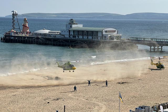 <p>Bournemouth beach was cleared to allow two air ambulances to land  </p>